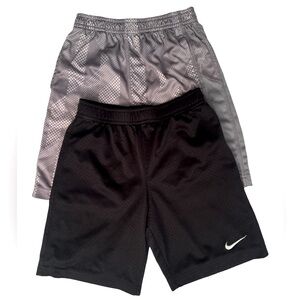 Set of two Boys Nike size 6-7 Basketball shorts gray and black